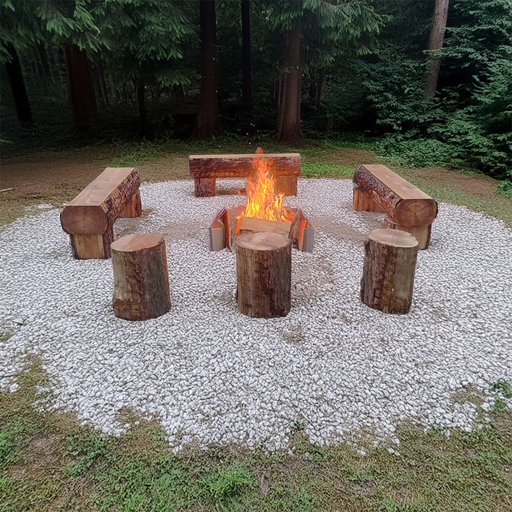 Massiv bålbænkesæt - 120 cm billede